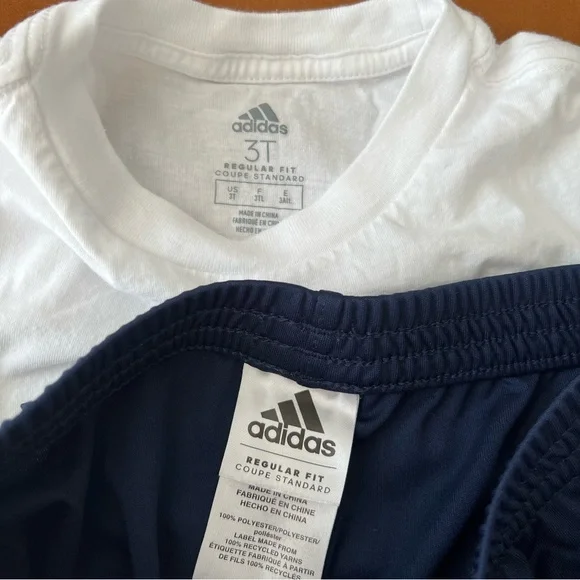 ADIDAS Kids White Sports Eagle Tee and Navy Shorts Set, 3T - Picture 2 of 10
